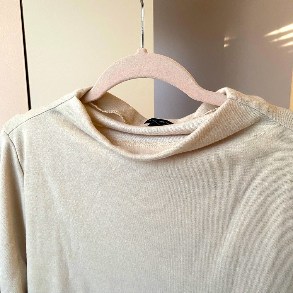 Ann Taylor Mock Neck Cream Sweater - Picture 2 of 6